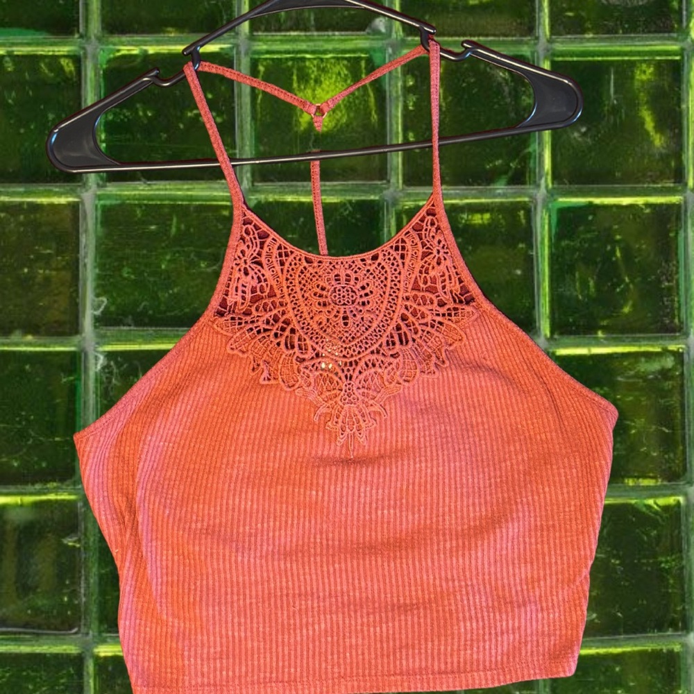 Mudd Terracotta Lace Detail Tank Top